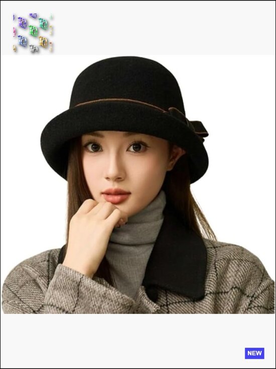 Vintage Felt Cloche Hat Elegant Bowler Bucket Cap Adjustable Winter Fall Fedora main image 4
